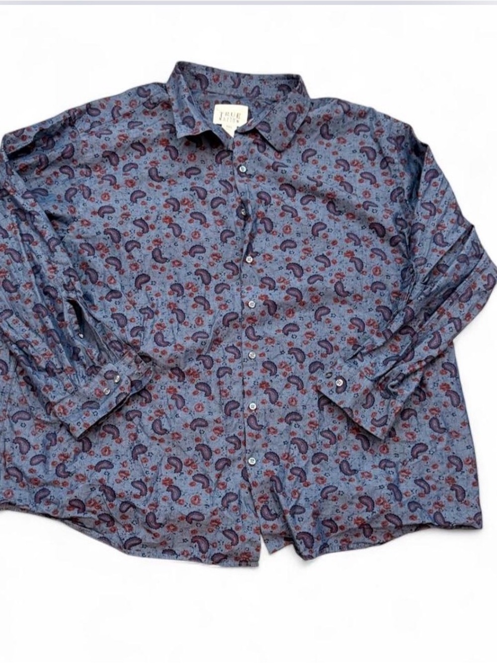 Paisley Print Casual Button-Down Shirt - Blue